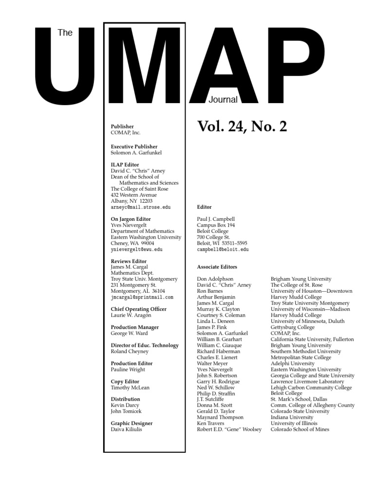 UMAP Journal Vol24 No2 | PDF | Ct Scan | Transportation Security ...