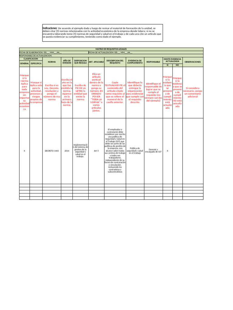 Matriz de Requisitos Legales SST | PDF