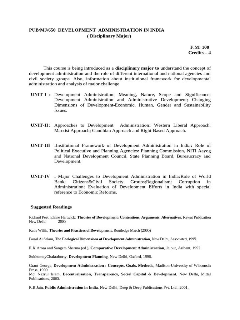 Development Administration in India | PDF | Economies | Political Science