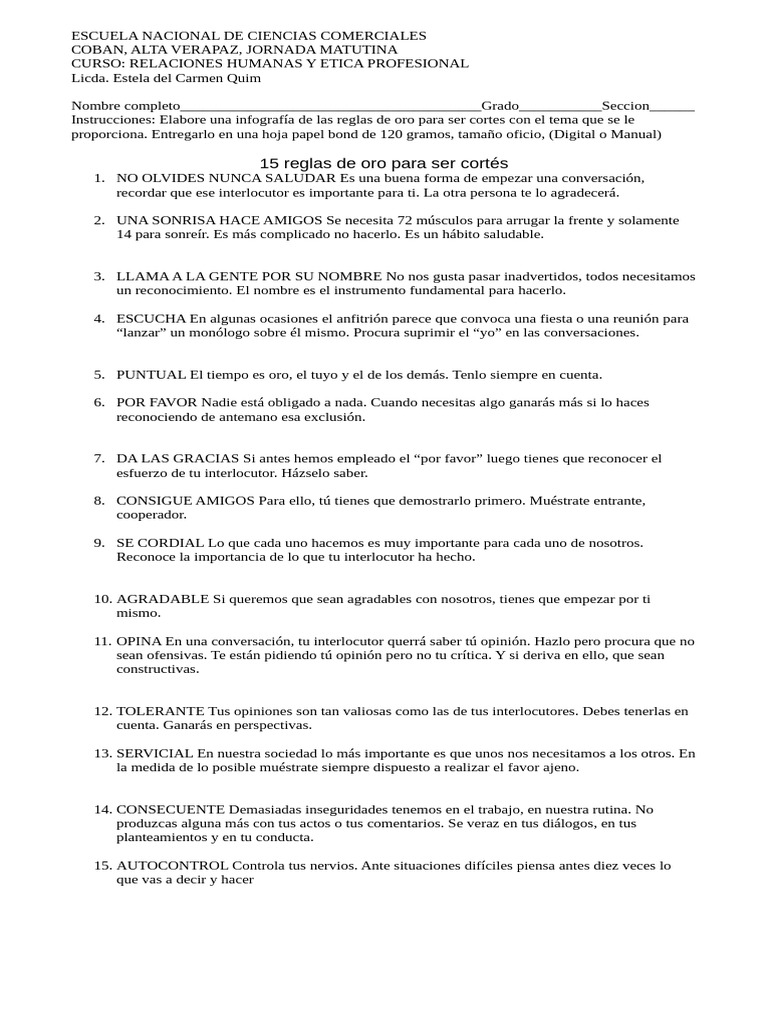 15 Reglas de Oro para Ser Cortés | PDF