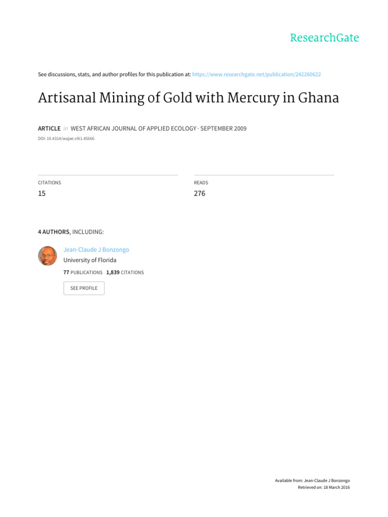 Mercury Pollution from Gold Mining in Ghana | PDF | Mercury (Element ...