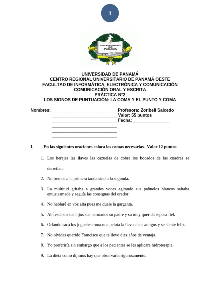 Práctica 2 - Sumativa - Uso de La Coma y El Punto y Coma | PDF