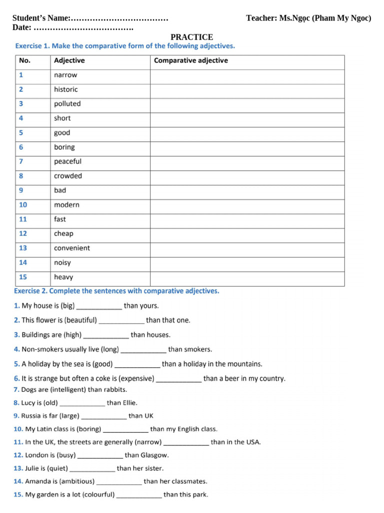 PRACTICE Comparative | PDF