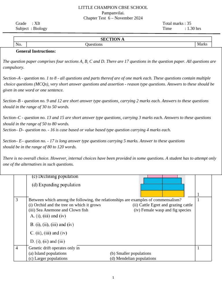 GR 12 Biology Chapter Test 6 2024 | PDF | Evolution | Natural Selection