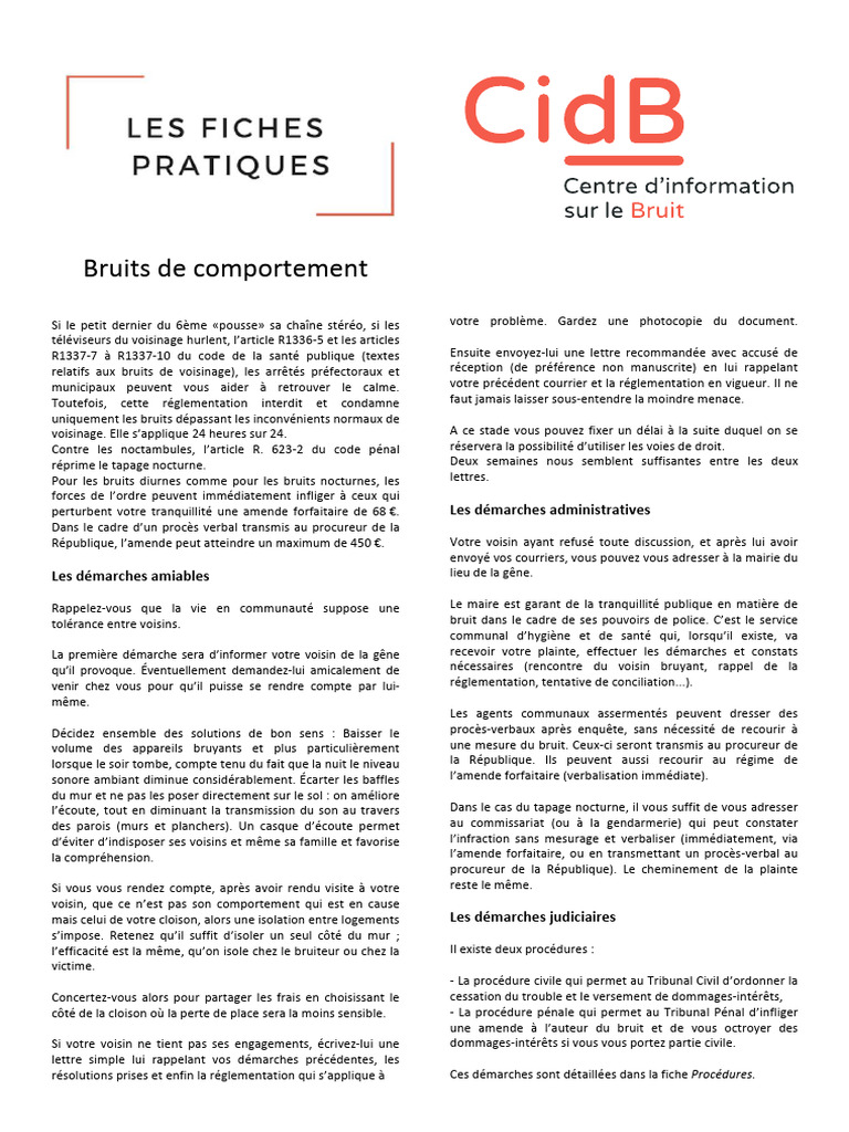 Réglementation sur les bruits de voisinage | PDF | Bruit
