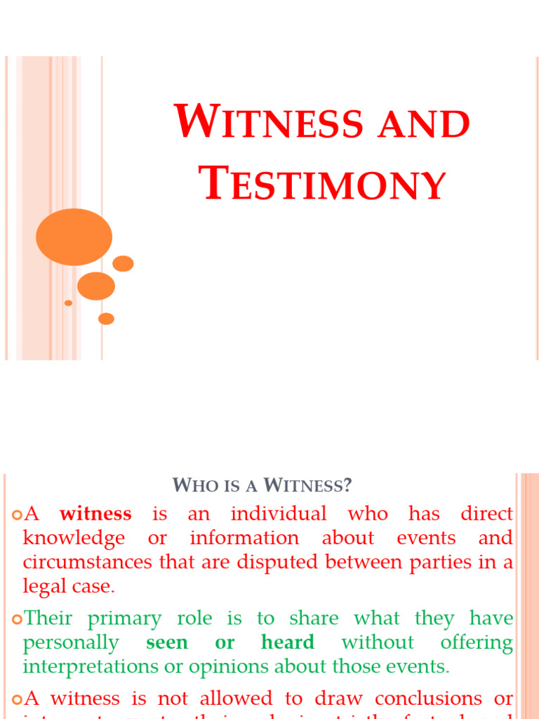 Understanding Witnesses in Legal Cases | PDF | Witness | Testimony