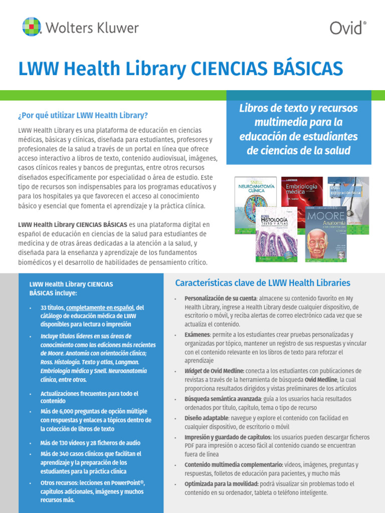 Factsheet LWW Health Library Ciencias Basicas | PDF | Multimedia ...