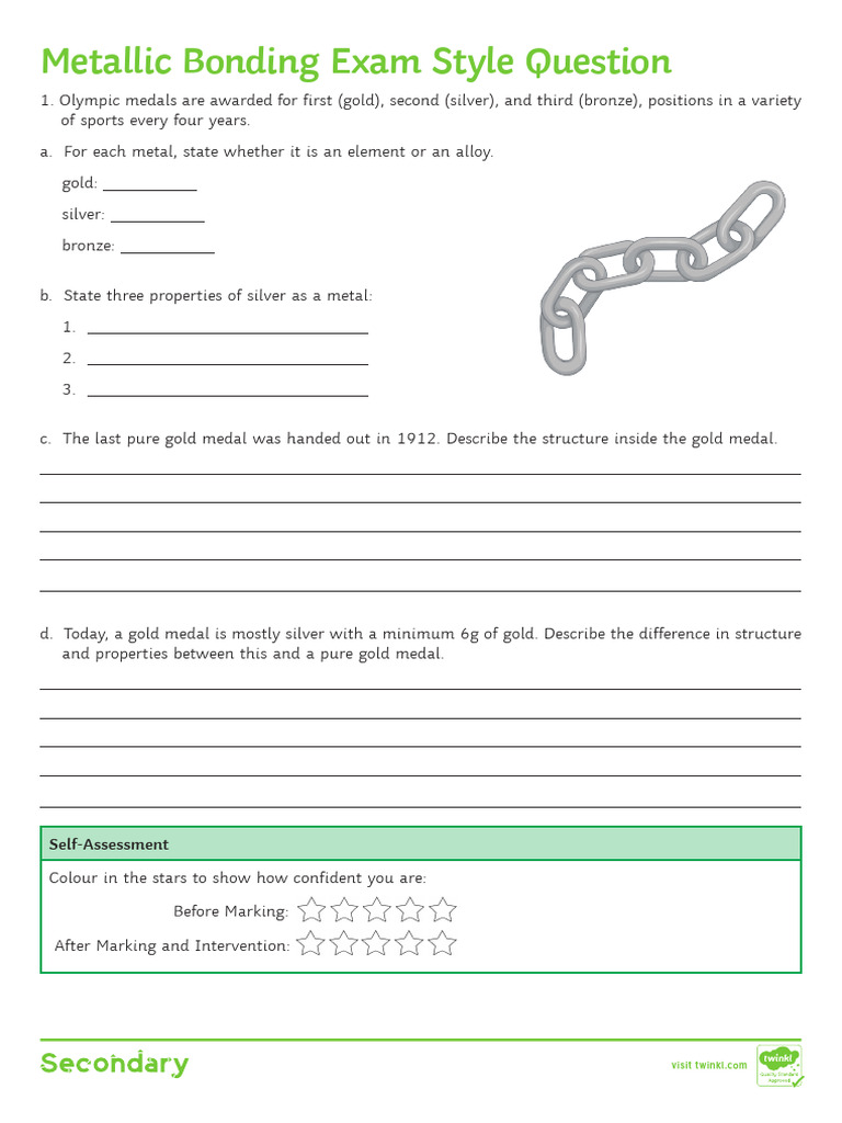 Metallic Bonding Homework | PDF