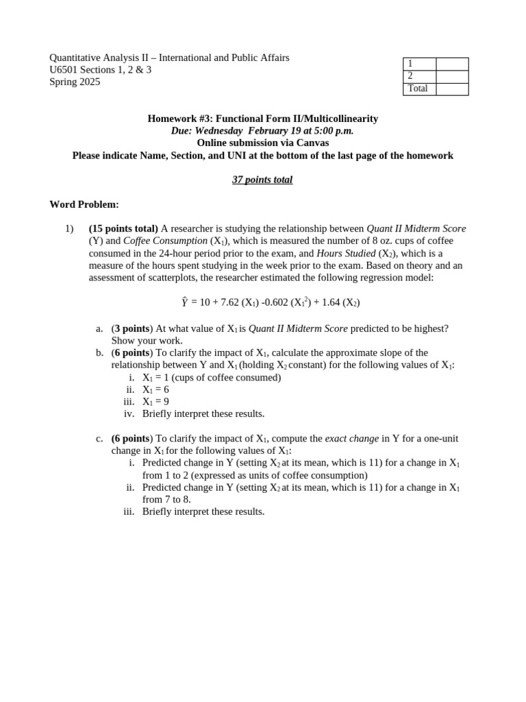 Homework 3 6501 Spring 2025_courseworks | PDF | Regression Analysis ...