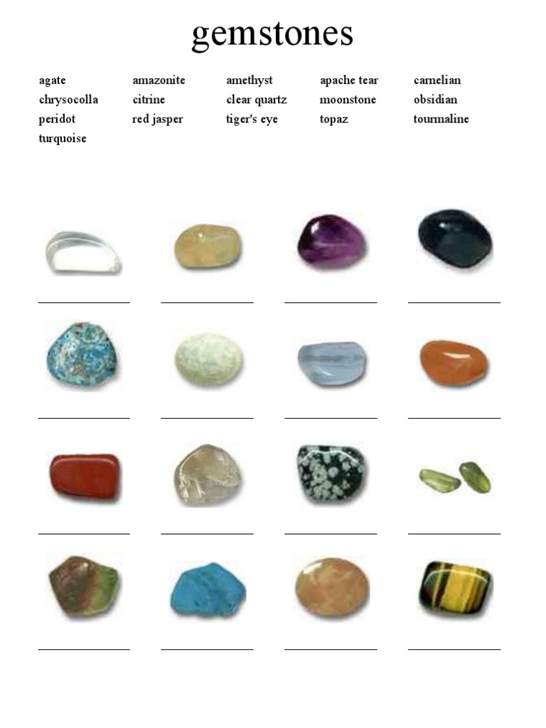 Gemstones Worksheets