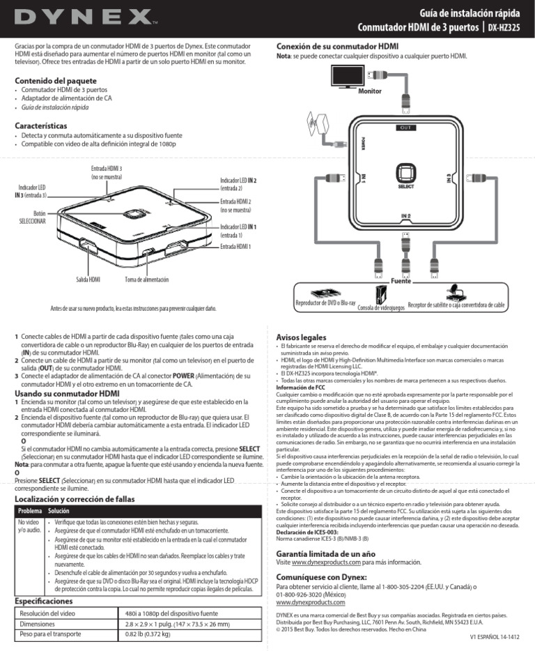 DX-HZ325 QSG Es | PDF | Hdmi | Blu Ray