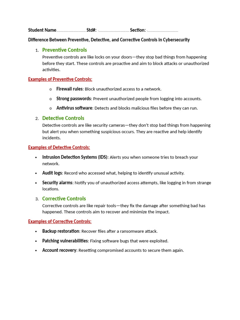 Cybersecurity Control Types Explained | PDF | Security | Computer Security
