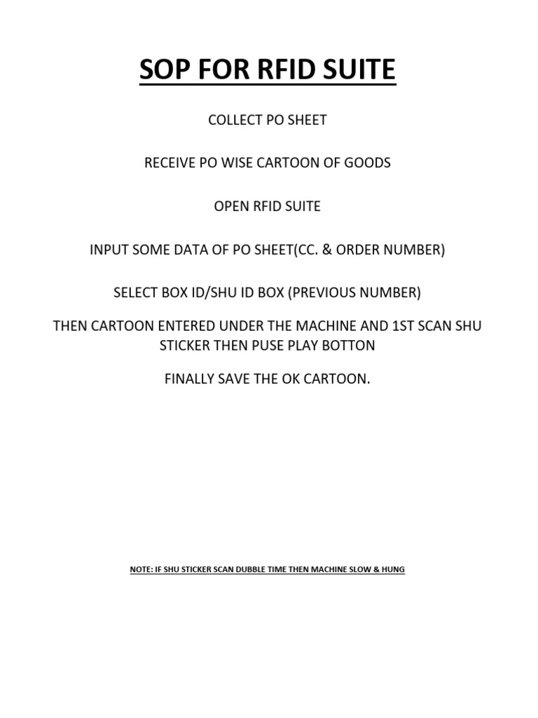 SOP for RFID Suite Operations | PDF