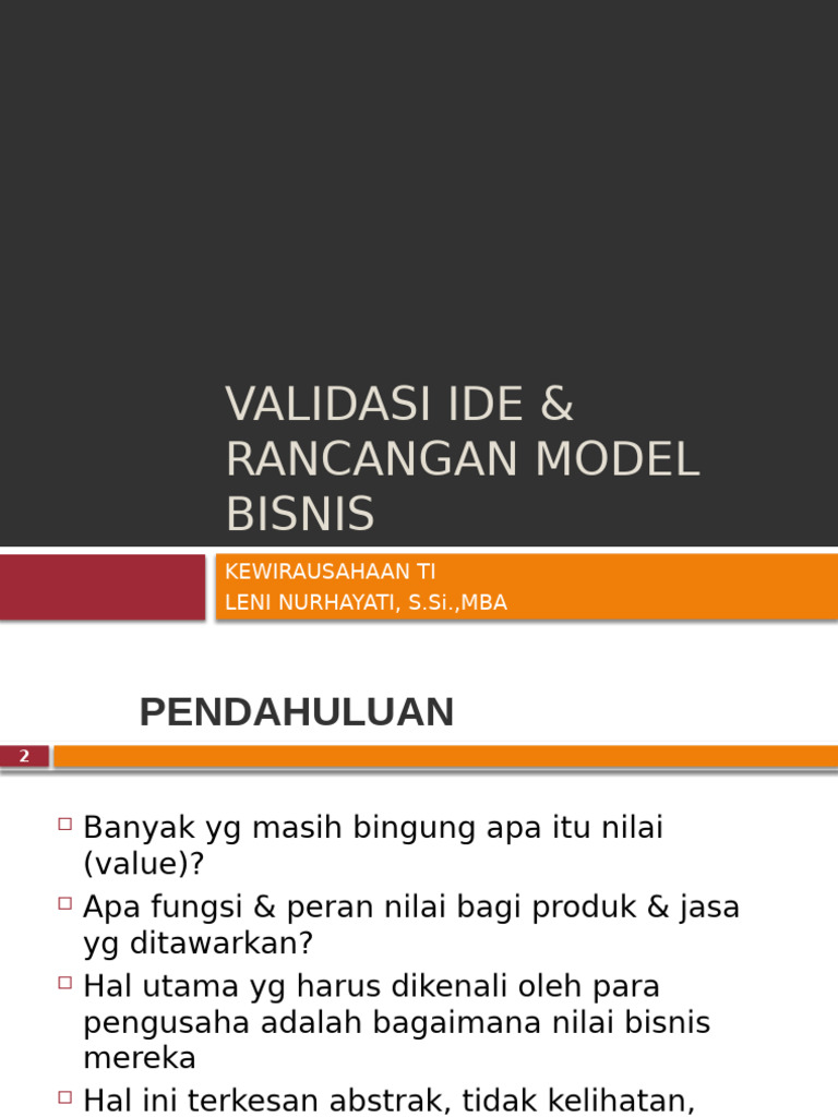 Validasi Ide dan Model Bisnis TI | PDF
