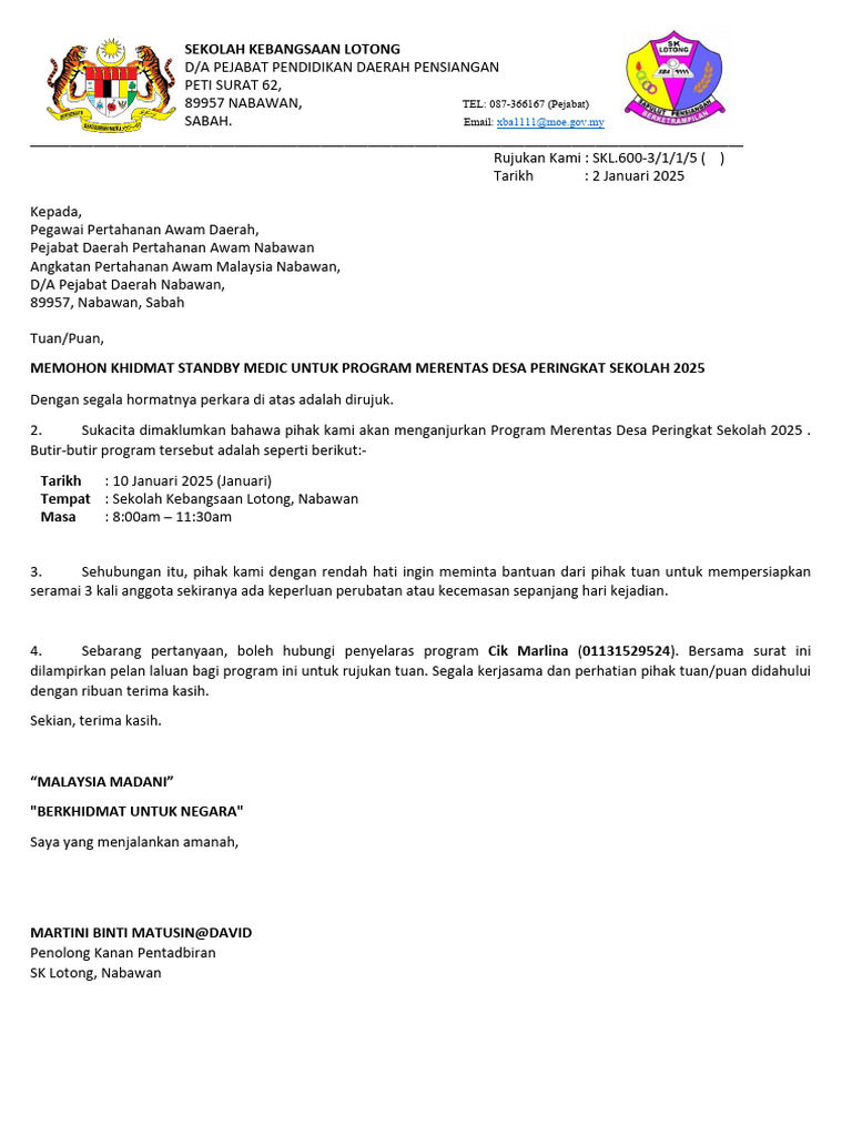Surat Merentas Desa (APM Medic) | PDF