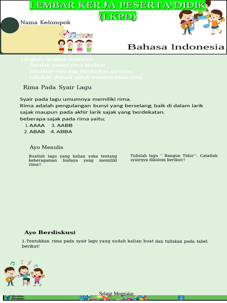 Rima dalam Syair Lagu dan Kegiatan Siswa | PDF