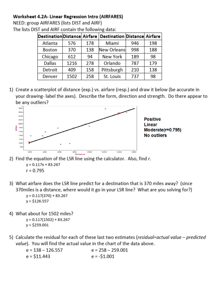 Linear Regression Analysis of Airfares | PDF | Regression Analysis ...