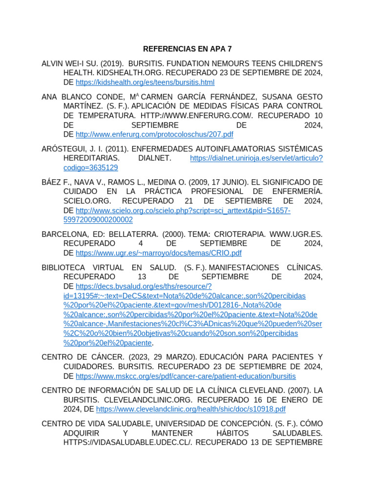Referencias en Formato APA 7 | PDF | Enfermería | Cáncer