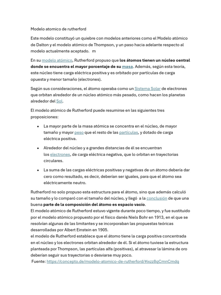 Modelo Atómico de Rutherford Explicado | PDF