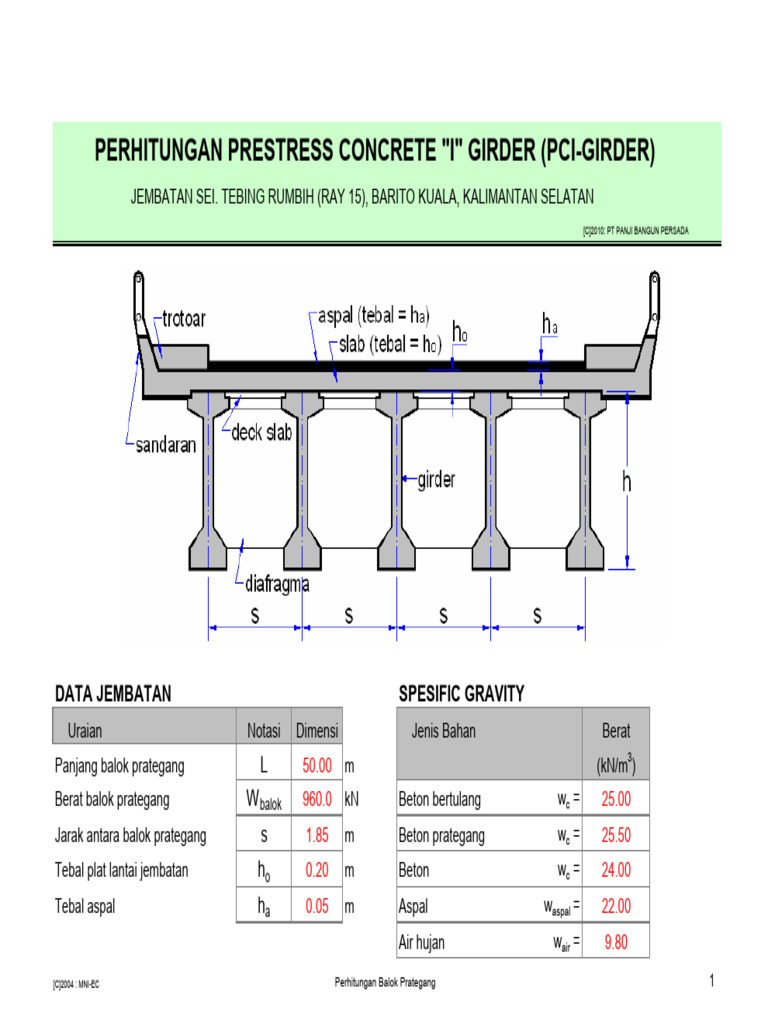 PCI Girder and Diaphragm Calculations | PDF