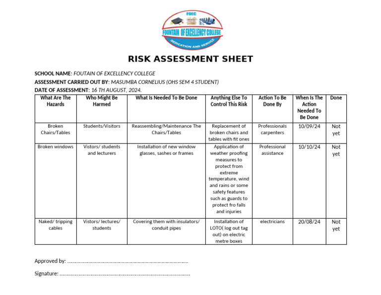 Engineering Risk Assessment Template | PDF | Safety | Building Engineering
