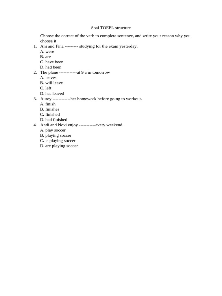 TOEFL Structure Practice | PDF