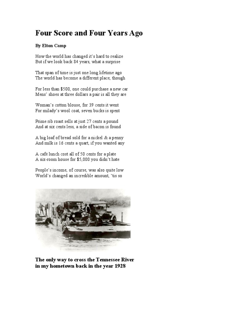 Four Score and Four Years Ago | PDF | Cooking, Food & Wine | Poetry