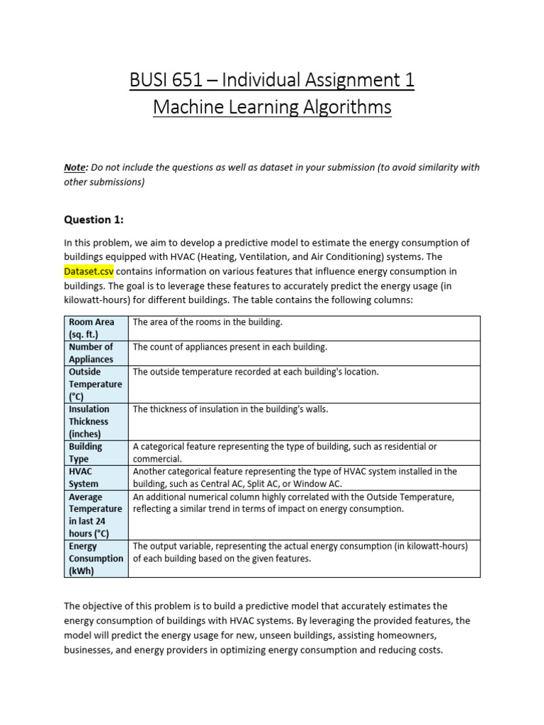 Individual Assignment 1 Guideline | PDF | Mean Squared Error | Energy ...