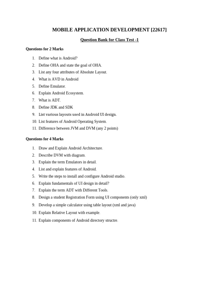 MAD QB For Class Test 1 | PDF