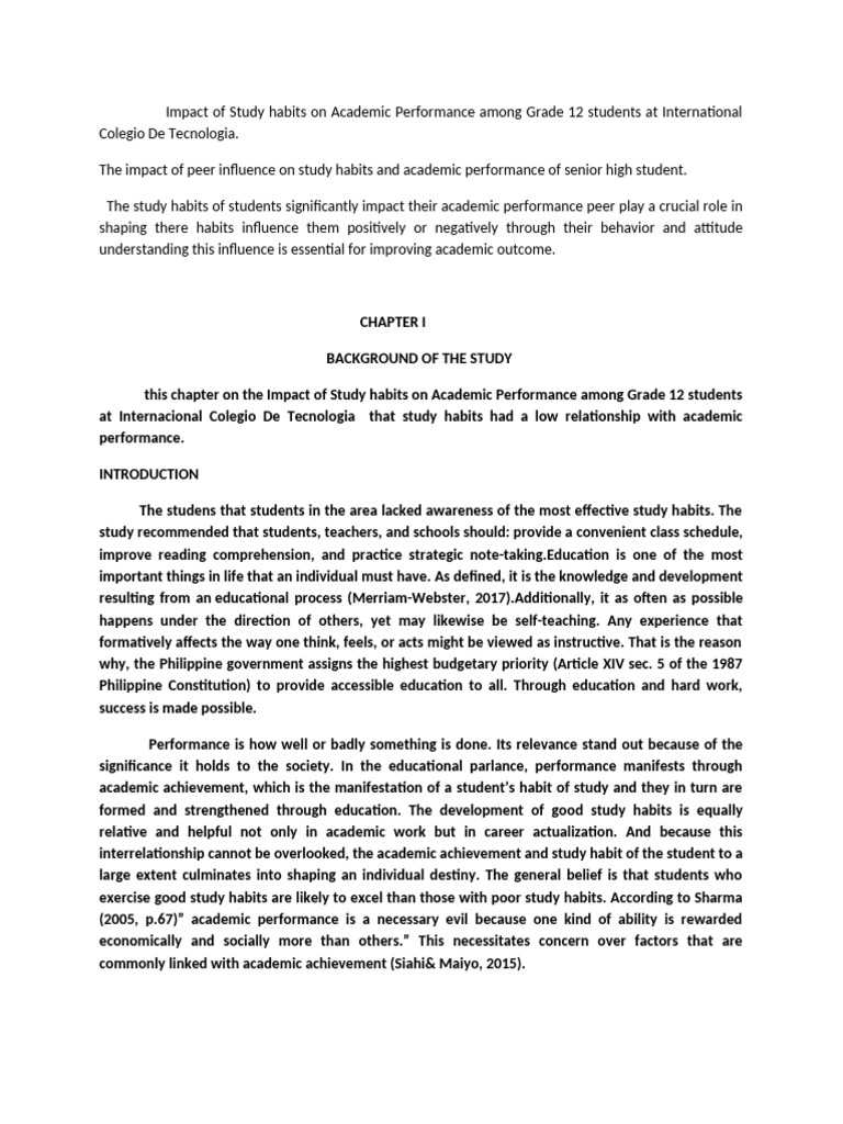 Study Habits and Academic Performance | PDF | Learning | Habits