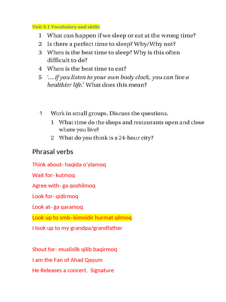 English Vocabulary for Beginners | PDF | Verb