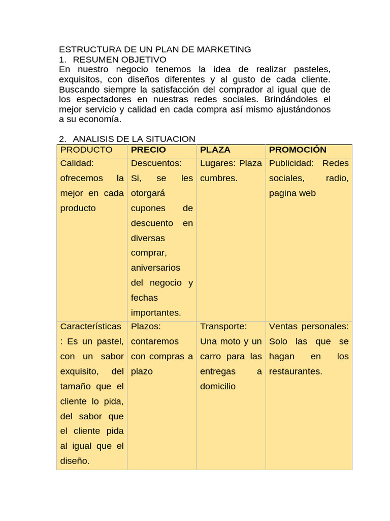 Estructura de Un Plan de Marketing | PDF | Marketing | Las compras en línea