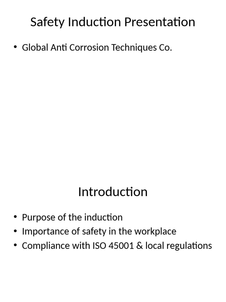 Workplace Safety Induction Guide | PDF