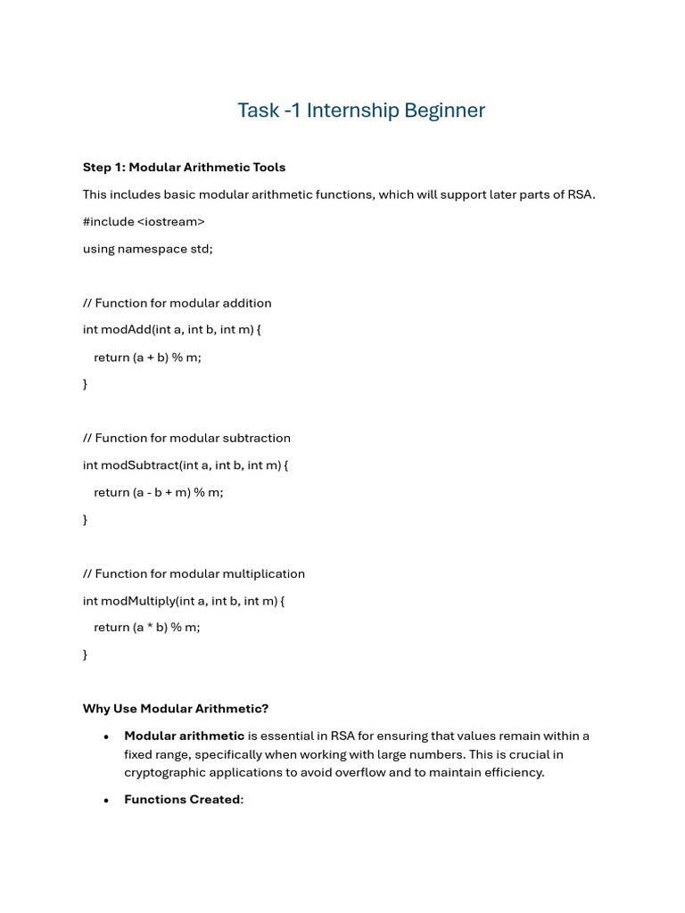 RSA Encryption: Modular Arithmetic Guide | PDF | Encryption | Public ...
