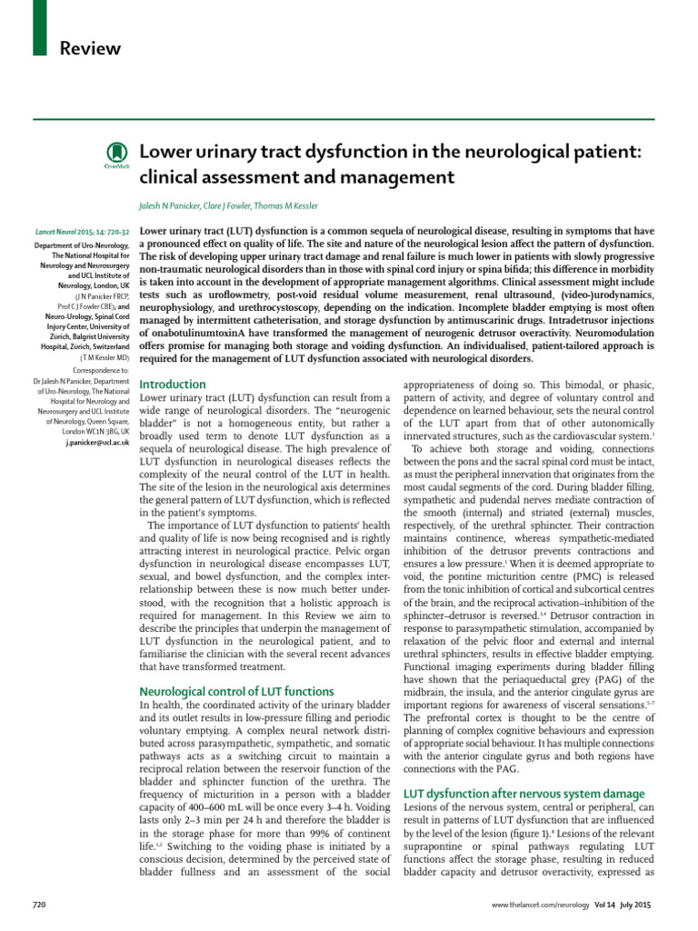 LUT Dysfunction in Neurological Patients | PDF | Urinary Incontinence ...
