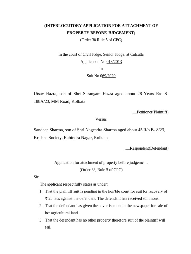 Interlocutory Application for Property Attachment | PDF | Judiciaries ...