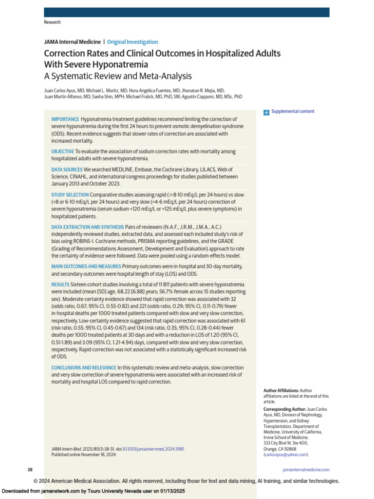 Hyponatremia | PDF | Medical Specialties | Clinical Medicine