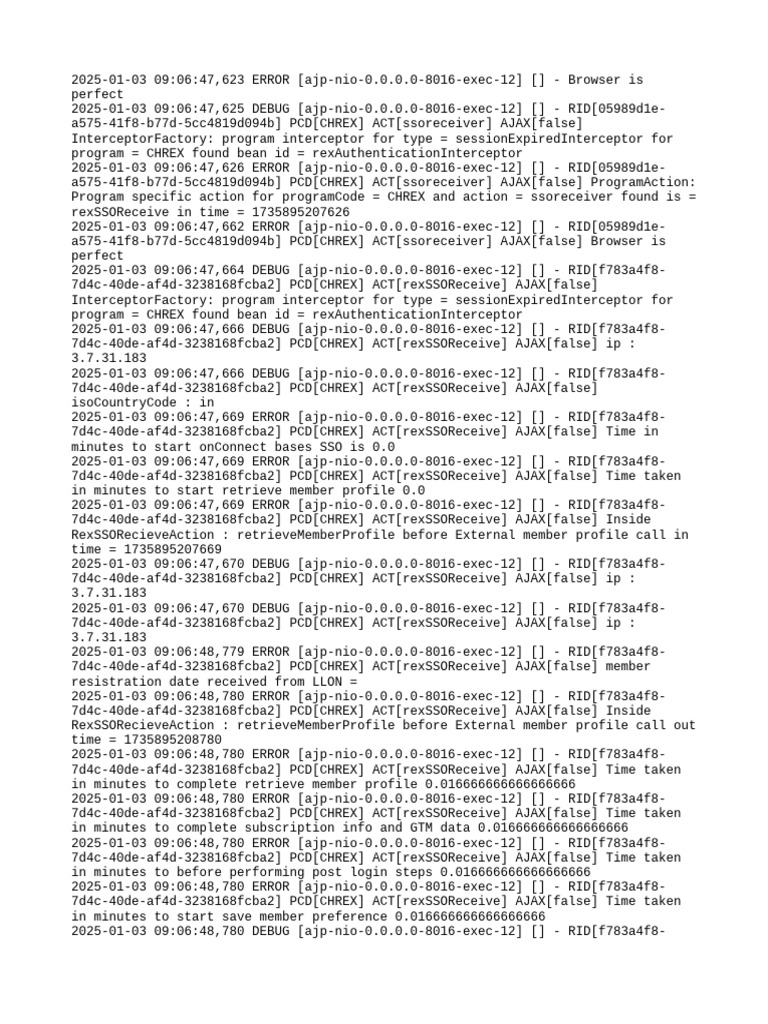 CHREX SSO Receiver Error Log Analysis | PDF | Computing | Software