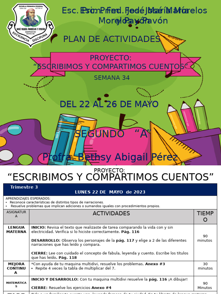 Plan y Actividades Semana 33 Del 22 Al 26 de Mayo Segundo | PDF