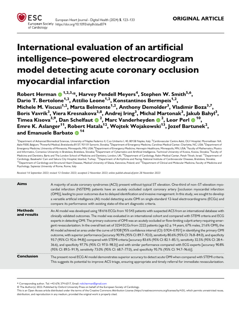 AI Model for Detecting OMI via ECG | PDF | Myocardial Infarction ...
