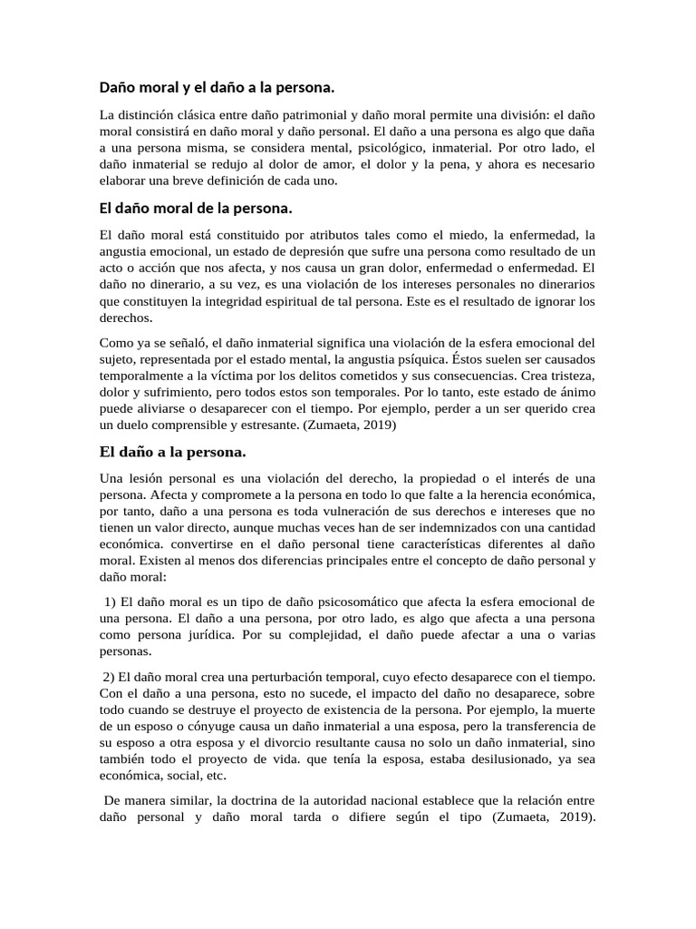 Daño Moral y Daño a la Persona | PDF | Violación | Moralidad