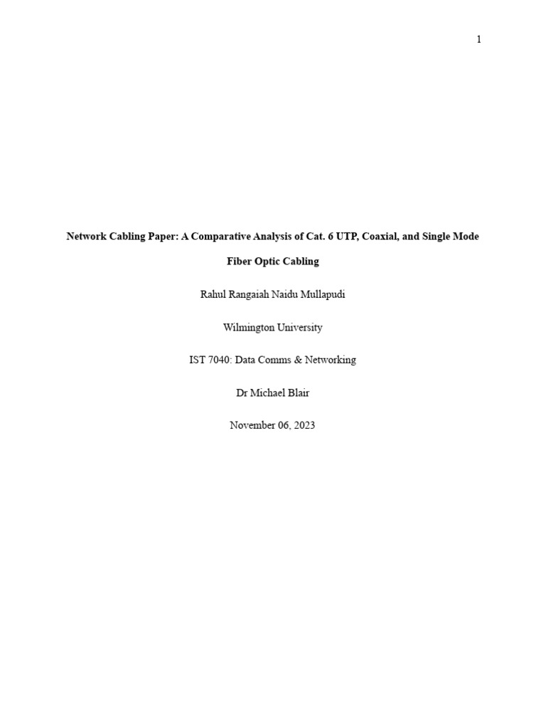 Network Cabling Paper | PDF | Computer Network | Coaxial Cable