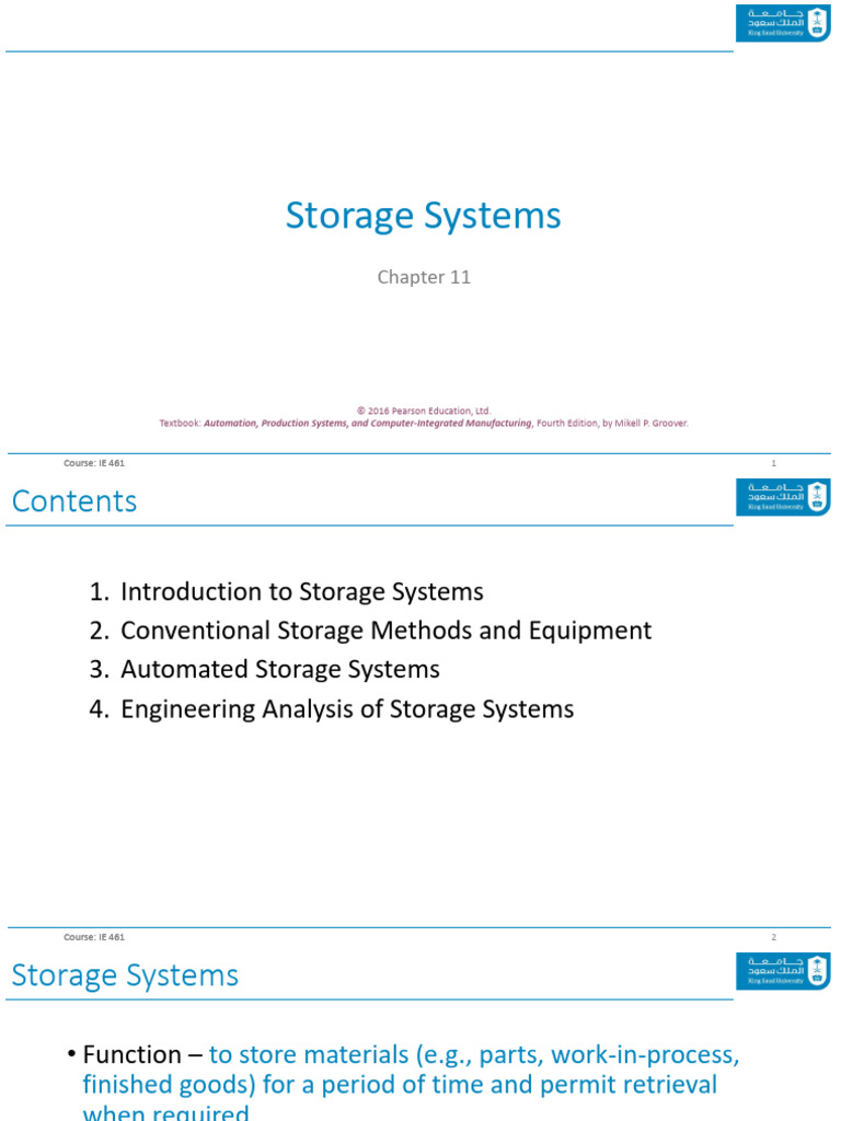 Storage Systems in Engineering Course | PDF