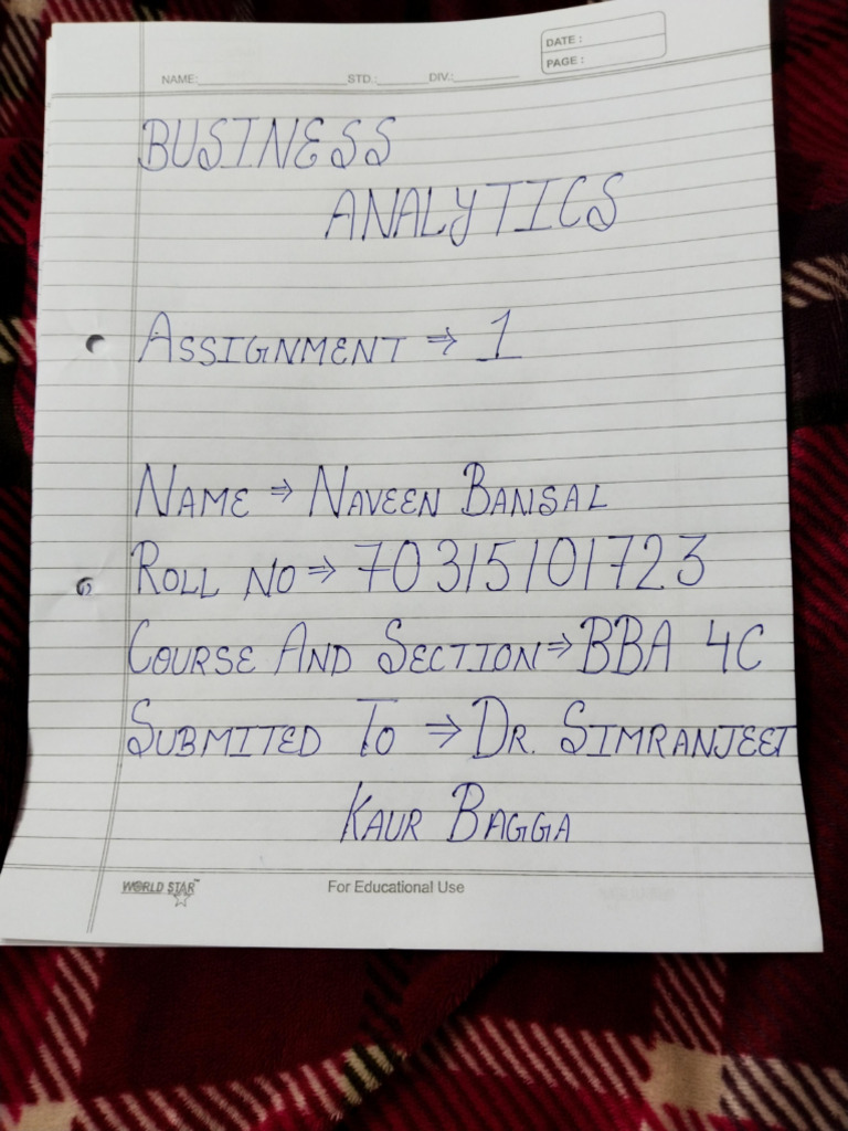 Business Analytics Assignment 1 | PDF