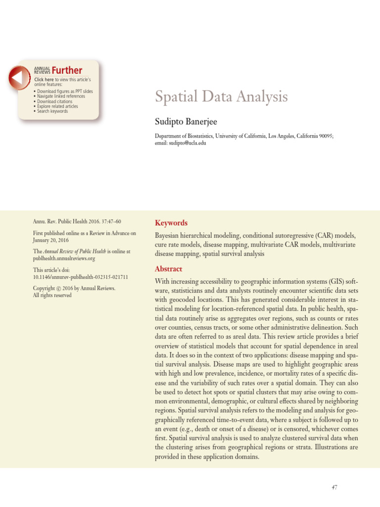 Banerjee 2016 Spatial Data Analysis | PDF | Spatial Analysis ...
