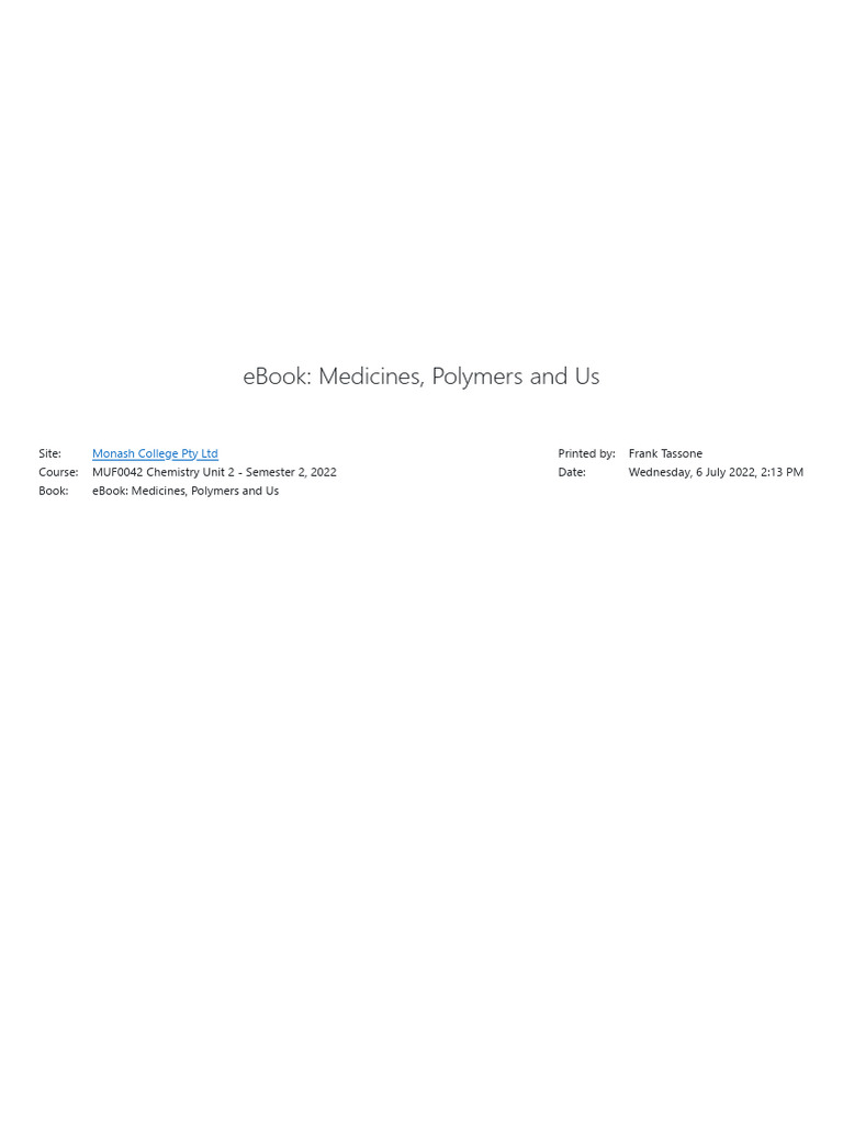 Medicines and Polymers in Chemistry | PDF | Carbohydrates | Alkene