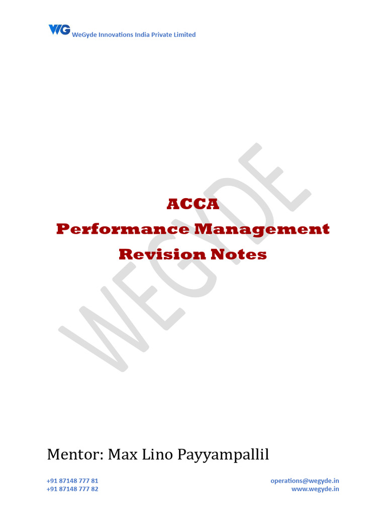 ACCA Performance Management Revision Notes | PDF | Big Data | Computer ...