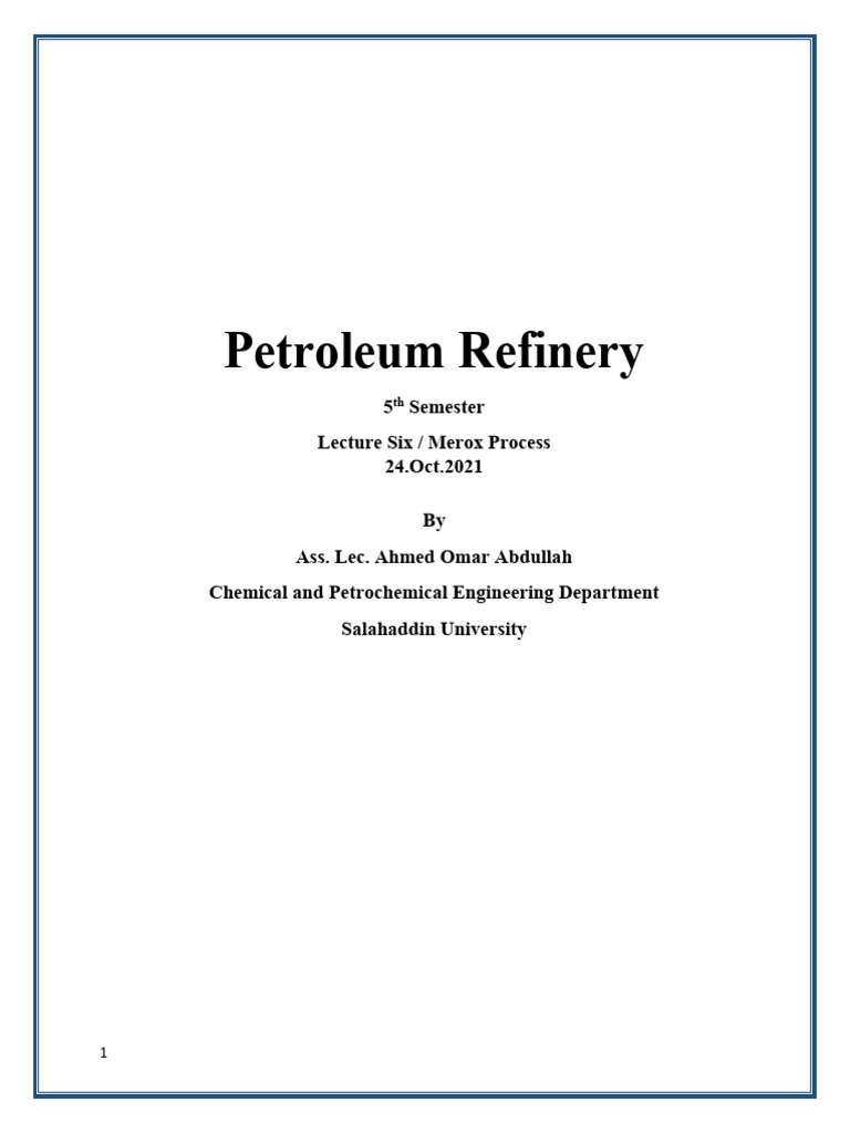 Merox Process: Mercaptan Treatment Techniques | PDF | Fuels | Chemical ...