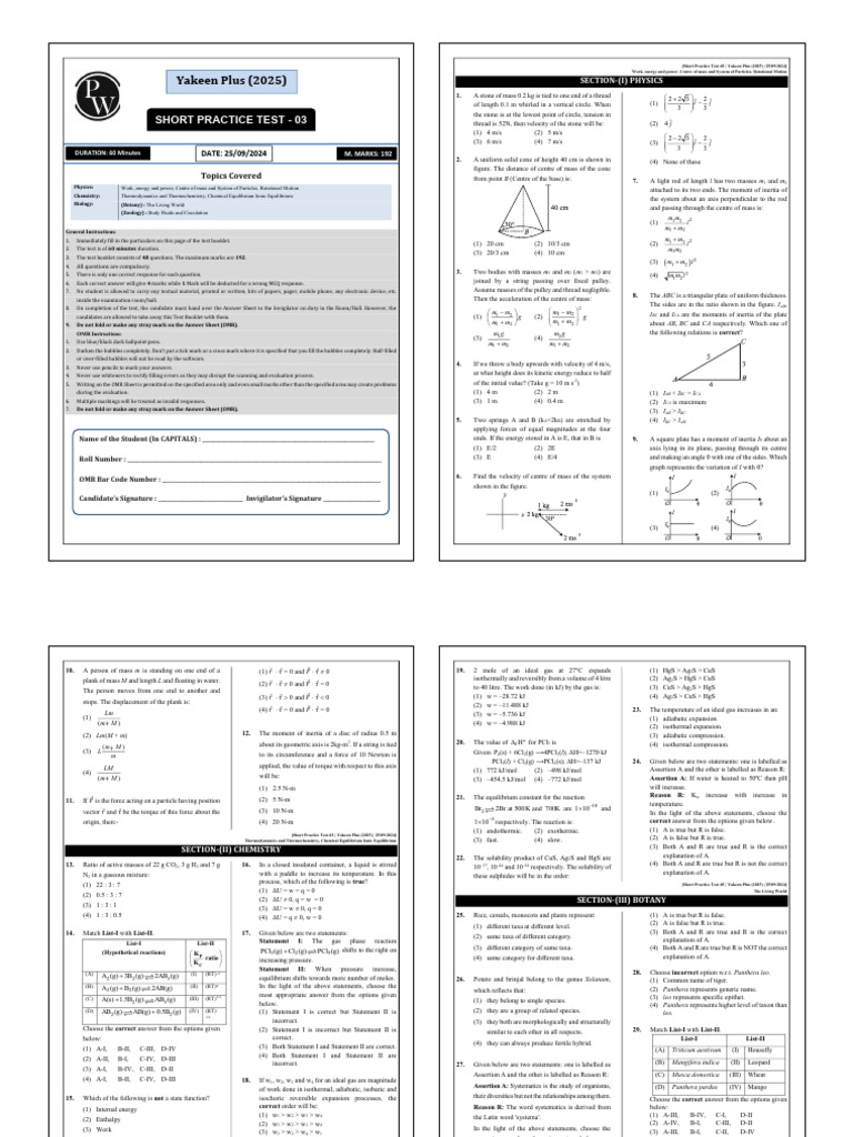 Short Practice Test 03 - Test Paper - Yakeen Plus 2025 (4 Files Merged ...