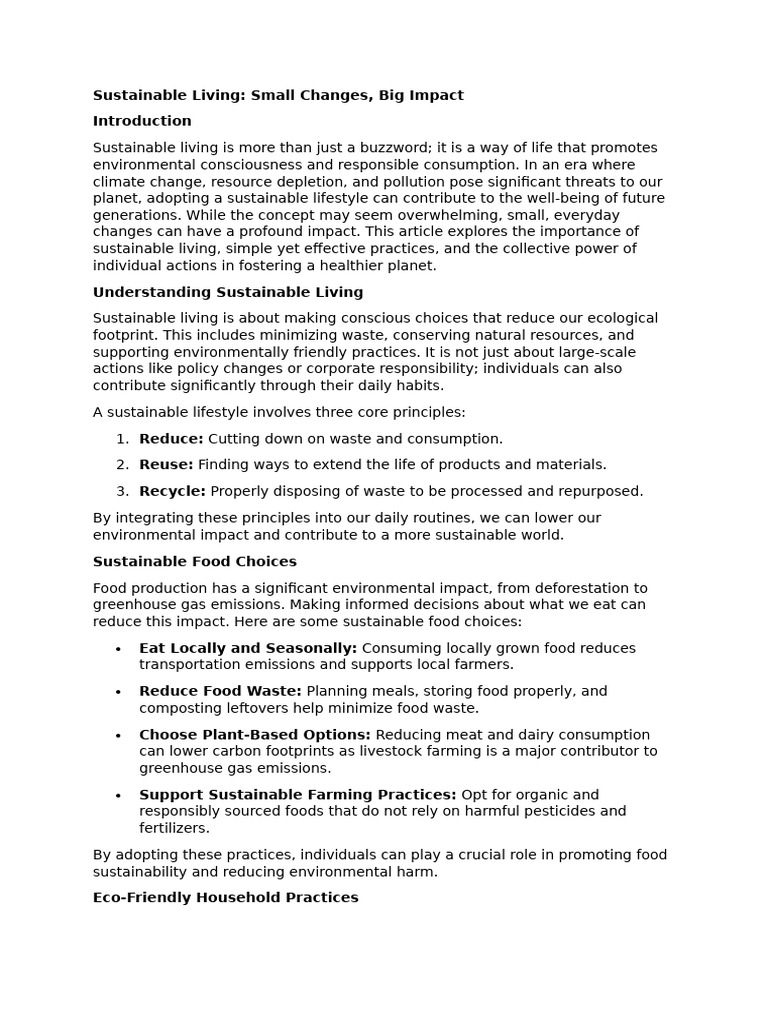 Sustainable Living Pdf Sustainability Waste